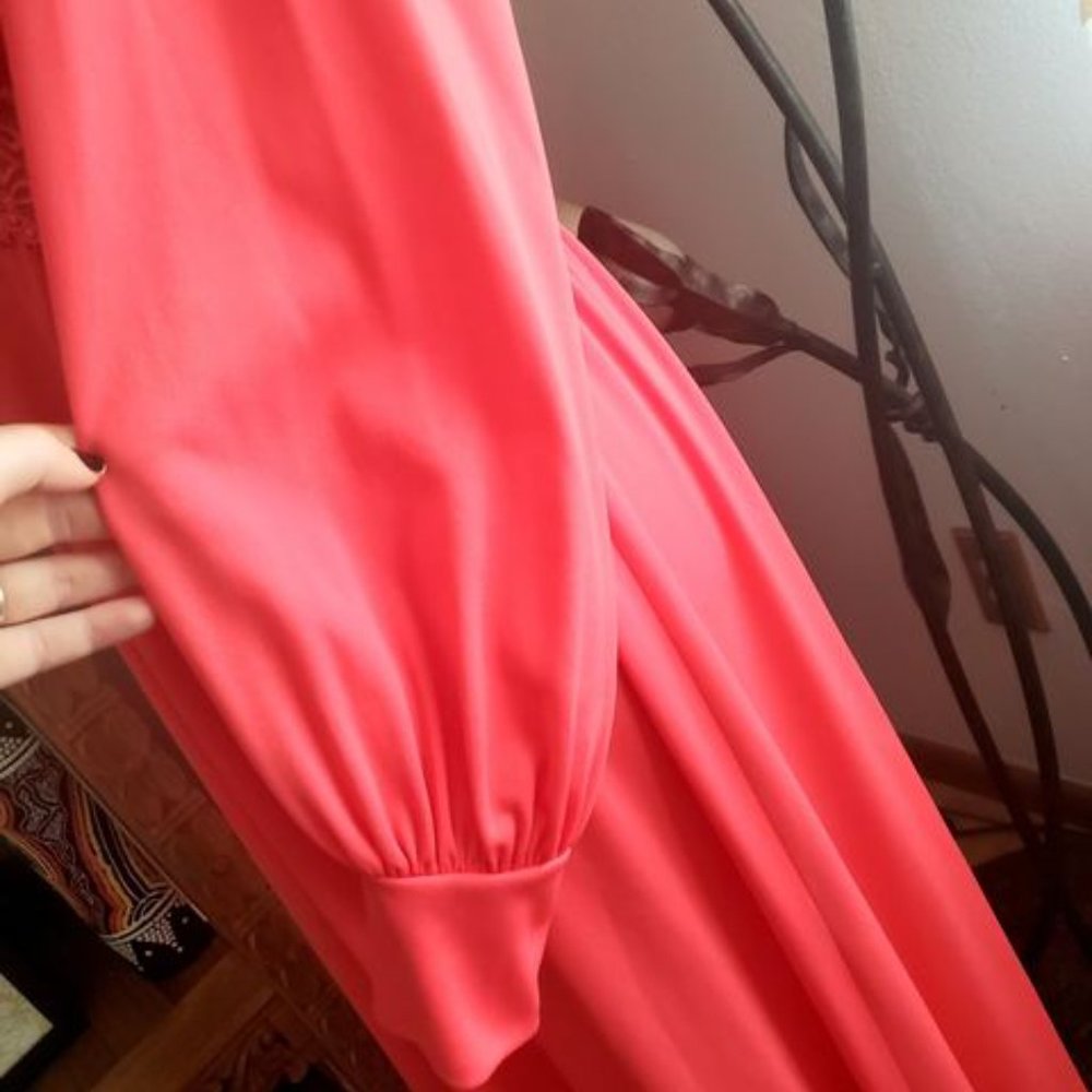 Vintage 60s Coral Goddess Maxi Dress - Picture 4 of 6